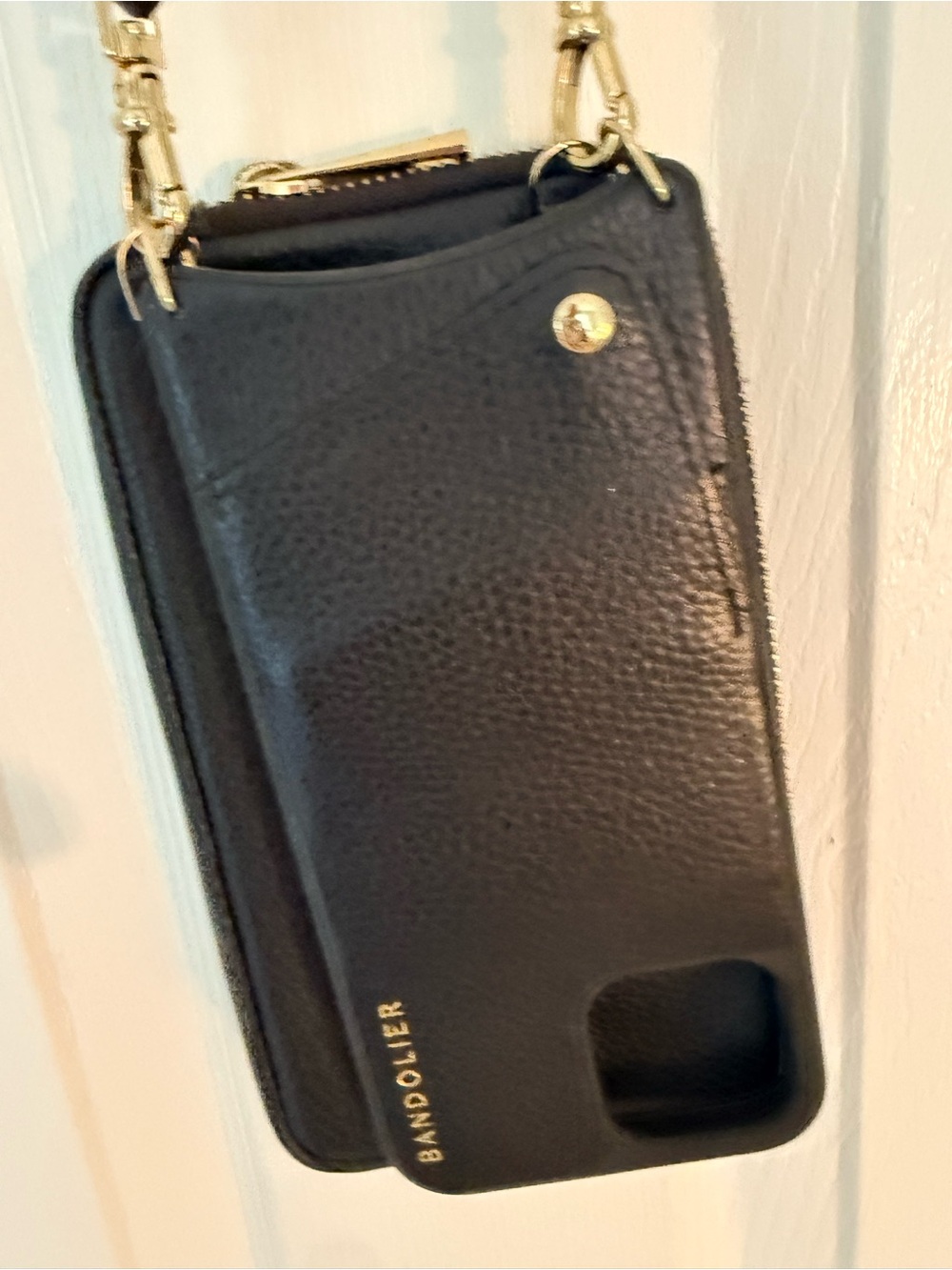 Bandolier Black Pebbled Leather Crossbody bag and Apple phone case - Picture 2 of 7